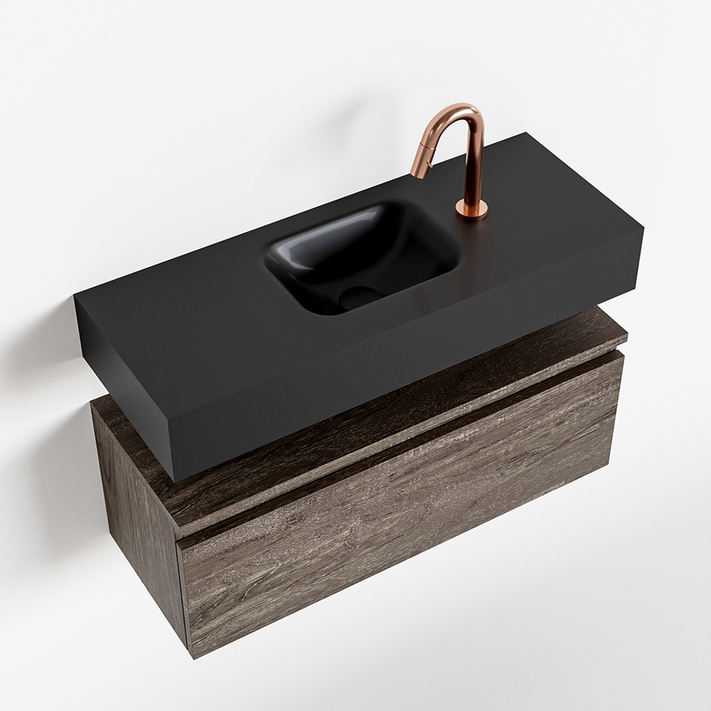 MONDIAZ ANDOR 80cm toiletmeubel dark brown. LEX 80cm wastafel urban positie midden. Met 1 kraangat - Afbeelding 4