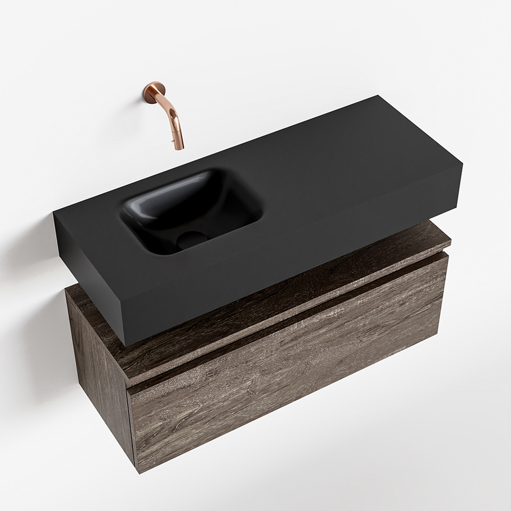 MONDIAZ ANDOR 80cm toiletmeubel dark brown. LEX 80cm wastafel urban positie links. Zonder kraangat - Afbeelding 4