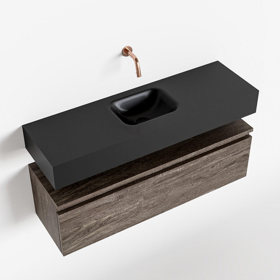 MONDIAZ ANDOR 100cm toiletmeubel dark brown. LEX 100cm wastafel urban positie midden. Zonder kraangat - Afbeelding 4