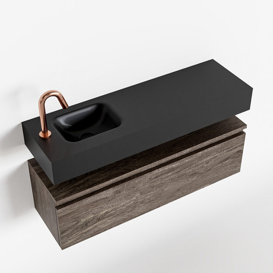 MONDIAZ ANDOR 100cm toiletmeubel dark brown. LEX 100cm wastafel urban positie links. Met 1 kraangat - Afbeelding 4