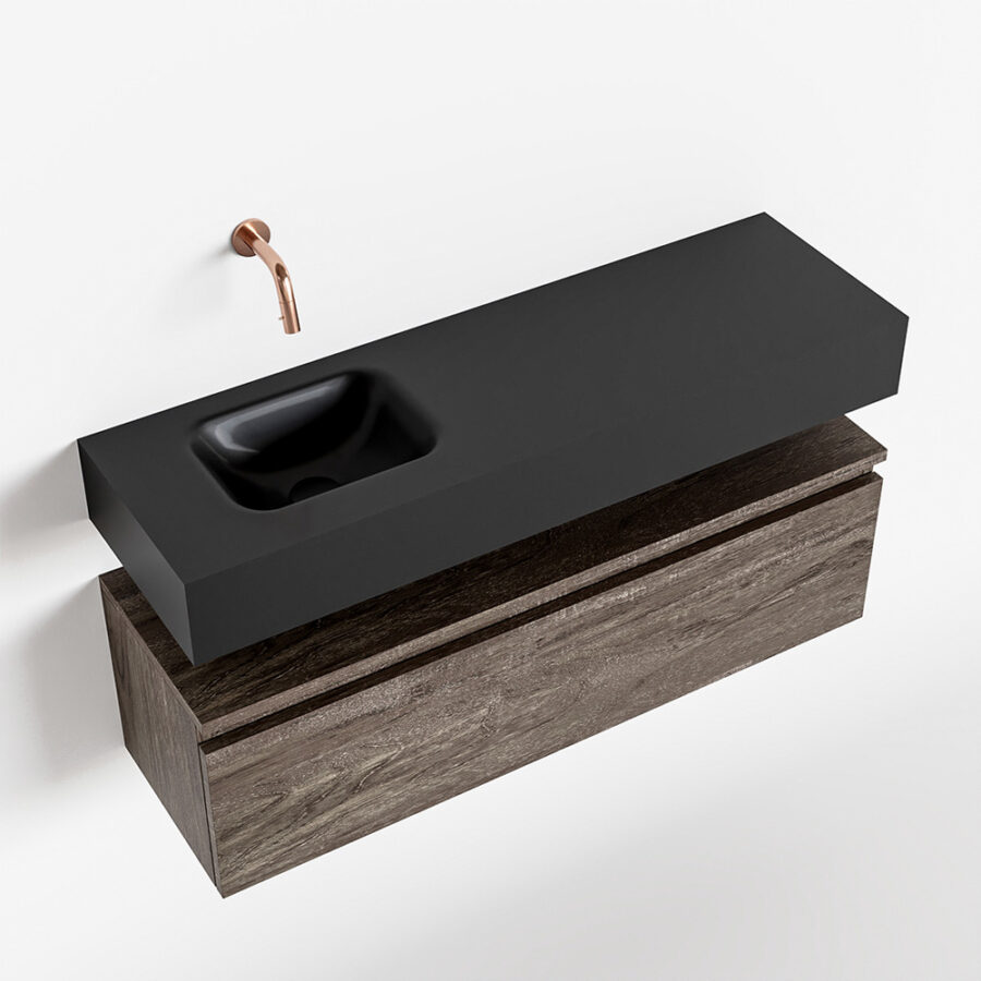 MONDIAZ ANDOR 100cm toiletmeubel dark brown. LEX 100cm wastafel urban positie links. Zonder kraangat - Afbeelding 4