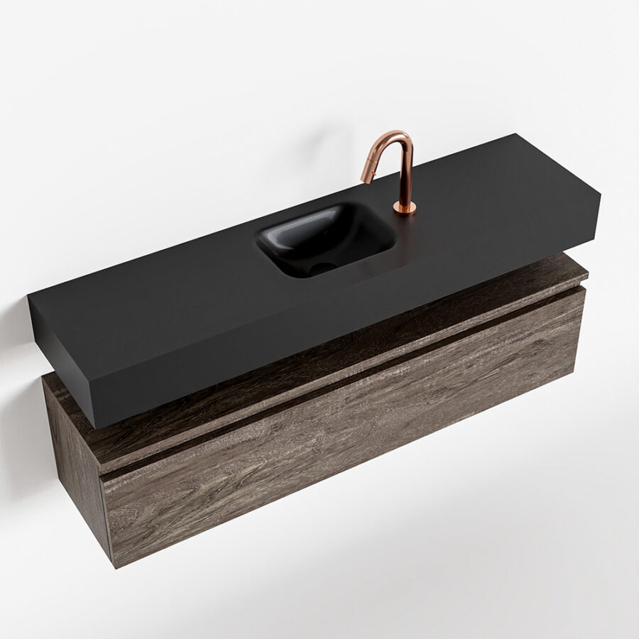 MONDIAZ ANDOR 120cm toiletmeubel dark brown. LEX 120cm wastafel urban positie midden. Met 1 kraangat - Afbeelding 4
