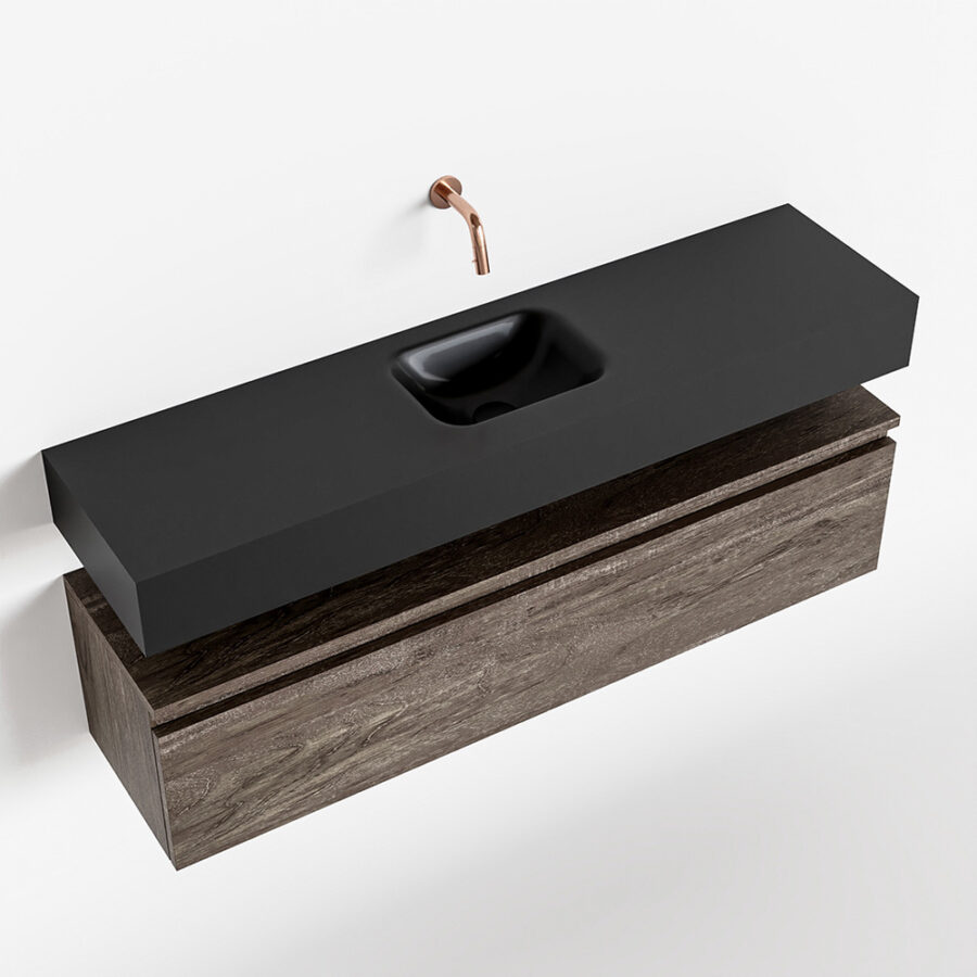 MONDIAZ ANDOR 120cm toiletmeubel dark brown. LEX 120cm wastafel urban positie midden. Zonder kraangat - Afbeelding 4