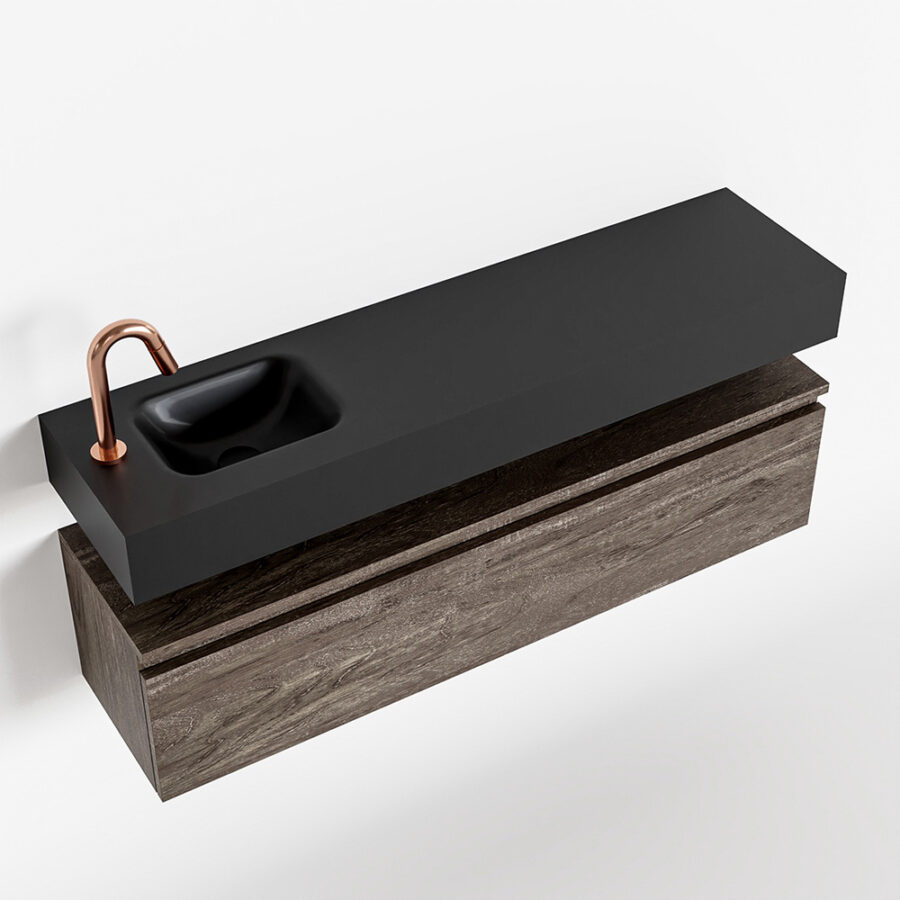 MONDIAZ ANDOR 120cm toiletmeubel dark brown. LEX 120cm wastafel urban positie links. Met 1 kraangat - Afbeelding 4