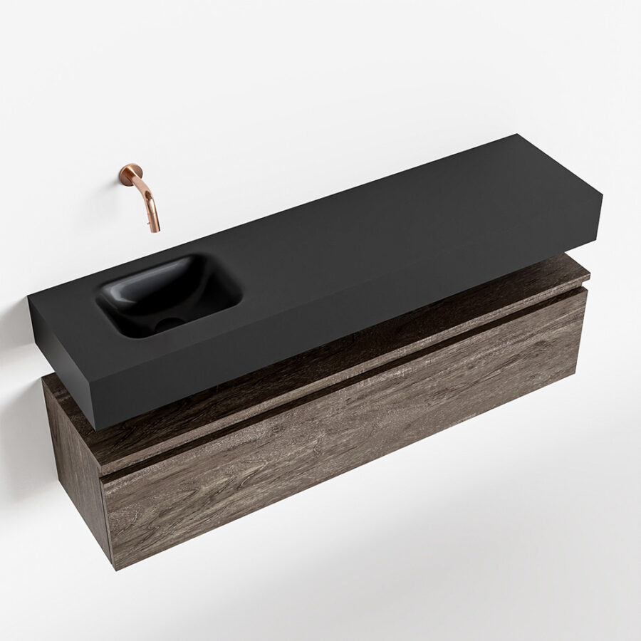 MONDIAZ ANDOR 120cm toiletmeubel dark brown. LEX 120cm wastafel urban positie links. Zonder kraangat - Afbeelding 4