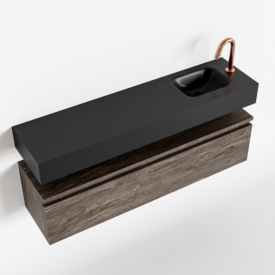 MONDIAZ ANDOR 120cm toiletmeubel dark brown. LEX 120cm wastafel urban positie rechts. Met 1 kraangat - Afbeelding 4