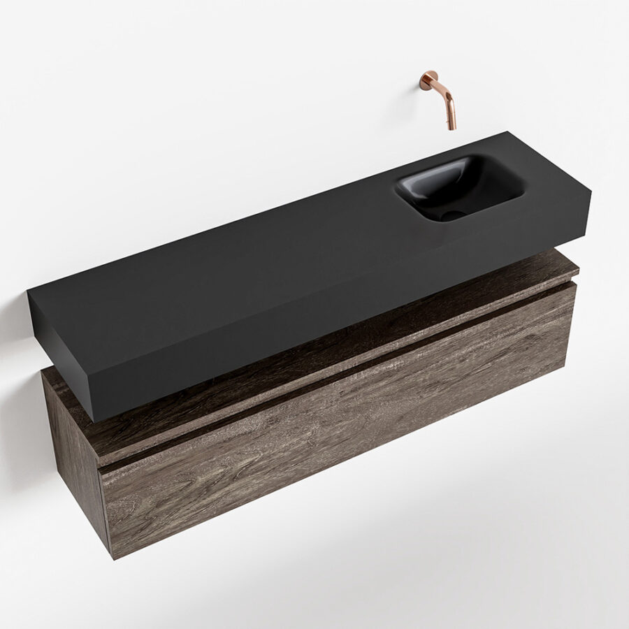 MONDIAZ ANDOR 120cm toiletmeubel dark brown. LEX 120cm wastafel urban positie rechts. Zonder kraangat - Afbeelding 4