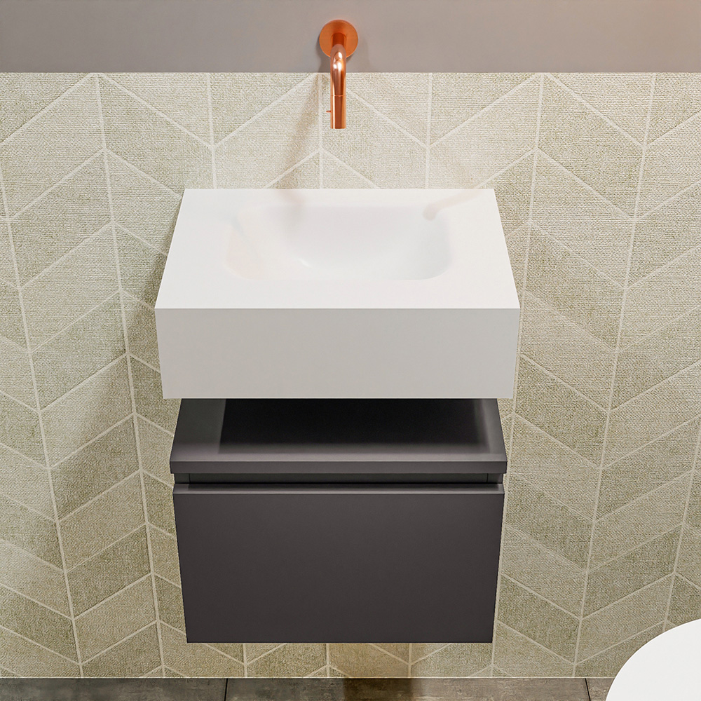 MONDIAZ ANDOR 40cm toiletmeubel dark grey. LEX 40cm wastafel talc positie midden. Zonder kraangat - Afbeelding 3