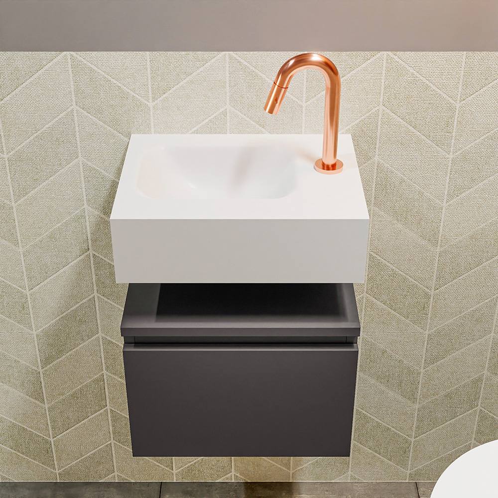 MONDIAZ ANDOR 40cm toiletmeubel dark grey. LEX 40cm wastafel talc positie links. Met 1 kraangat - Afbeelding 3