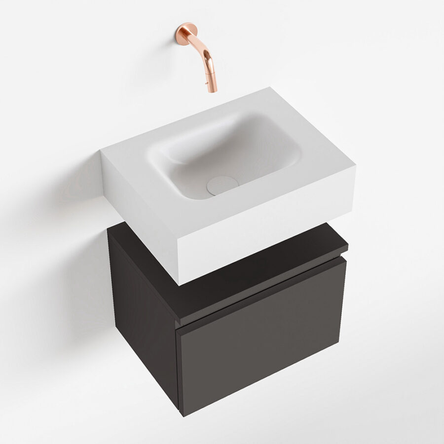 MONDIAZ ANDOR 40cm toiletmeubel dark grey. LEX 40cm wastafel talc positie midden. Zonder kraangat - Afbeelding 4