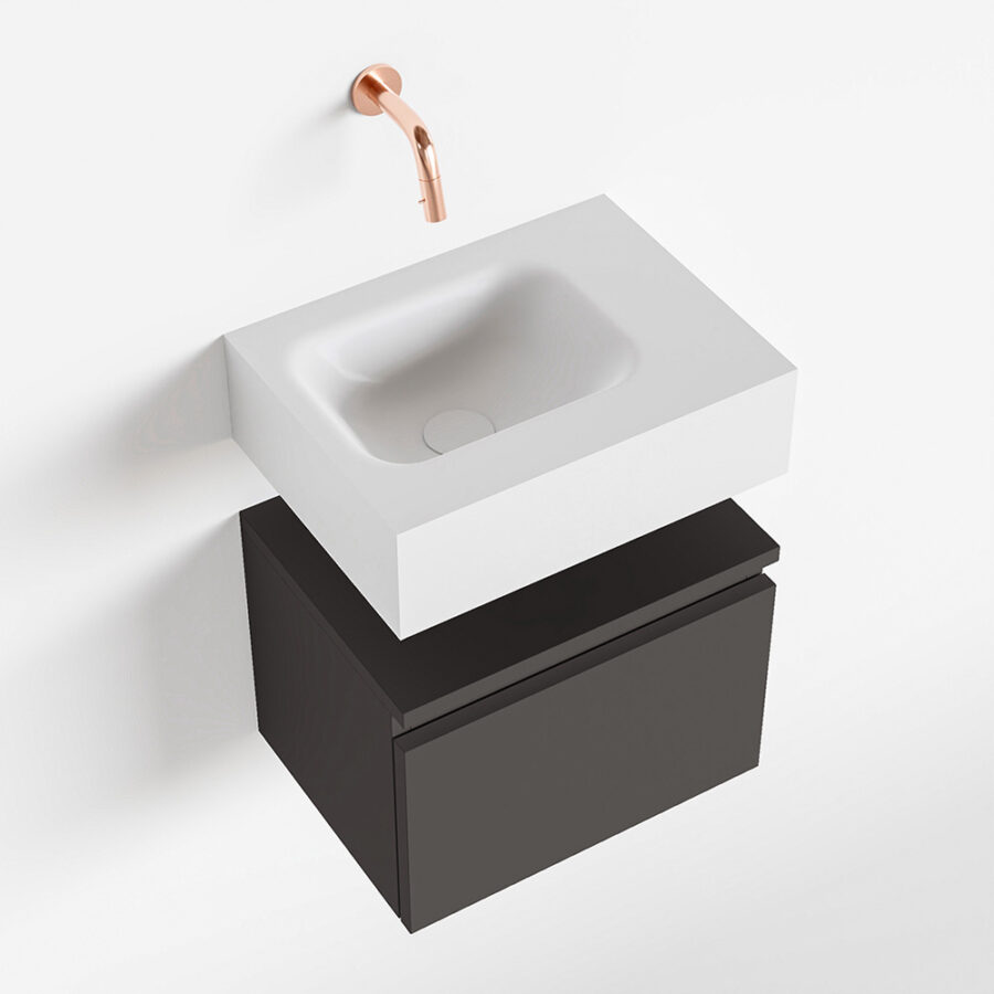 MONDIAZ ANDOR 40cm toiletmeubel dark grey. LEX 40cm wastafel talc positie links. Zonder kraangat - Afbeelding 4