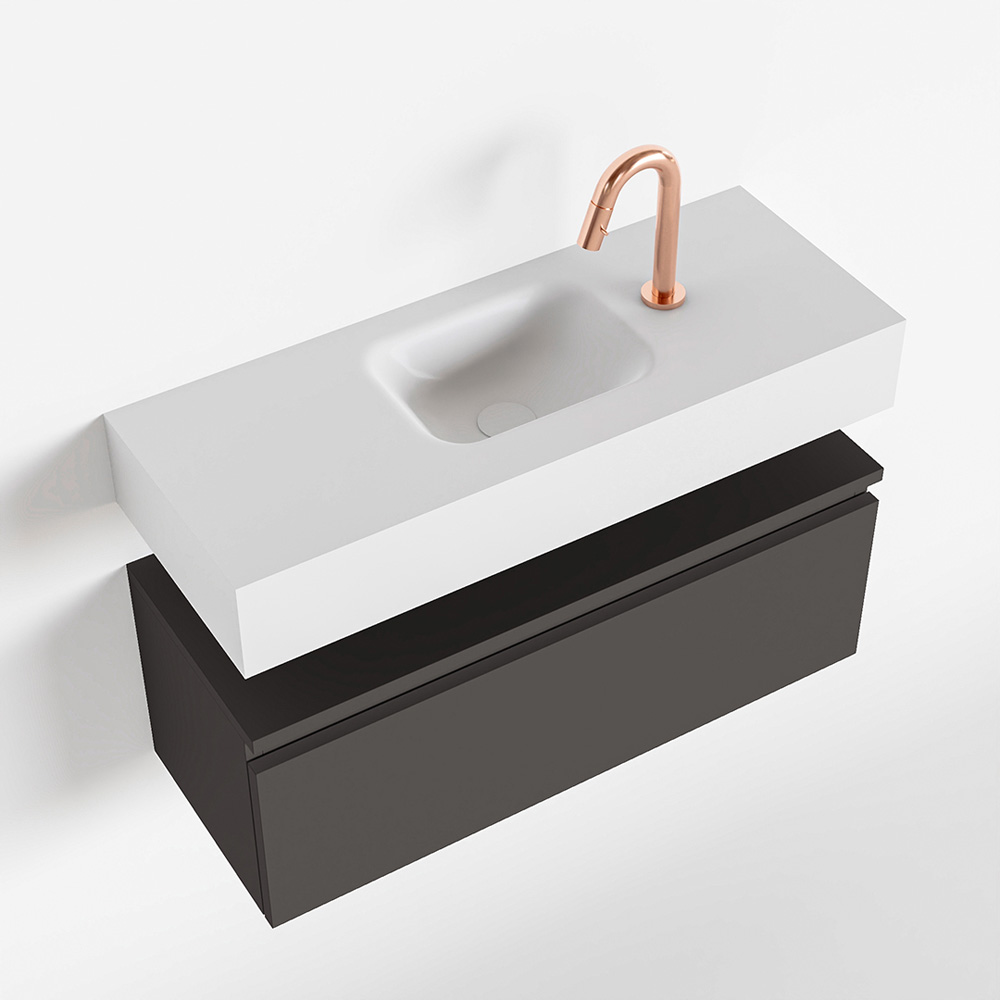 MONDIAZ ANDOR 80cm toiletmeubel dark grey. LEX 80cm wastafel talc positie midden. Met 1 kraangat - Afbeelding 4