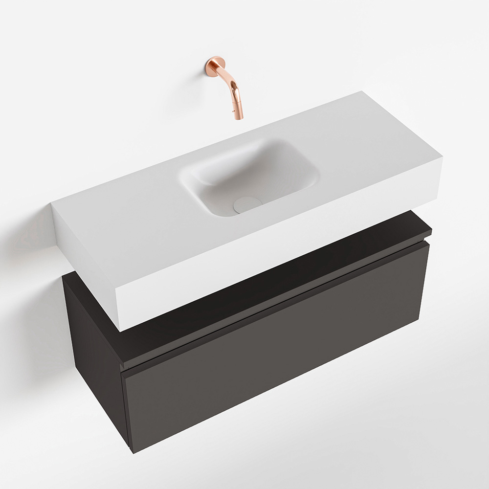 MONDIAZ ANDOR 80cm toiletmeubel dark grey. LEX 80cm wastafel talc positie midden. Zonder kraangat - Afbeelding 4