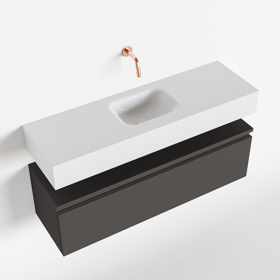 MONDIAZ ANDOR 100cm toiletmeubel dark grey. LEX 100cm wastafel talc positie midden. Zonder kraangat - Afbeelding 4
