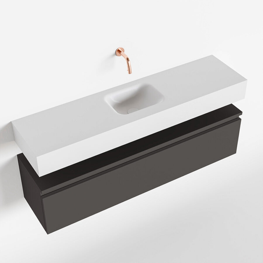 MONDIAZ ANDOR 120cm toiletmeubel dark grey. LEX 120cm wastafel talc positie midden. Zonder kraangat - Afbeelding 4