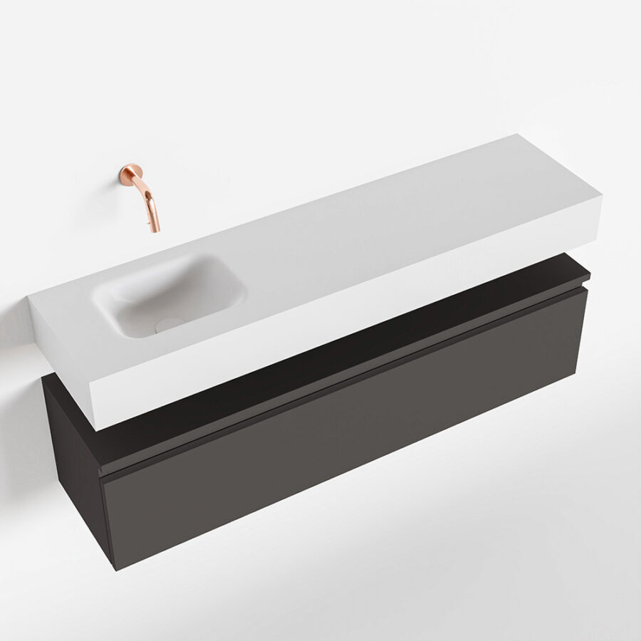 MONDIAZ ANDOR 120cm toiletmeubel dark grey. LEX 120cm wastafel talc positie links. Zonder kraangat - Afbeelding 4