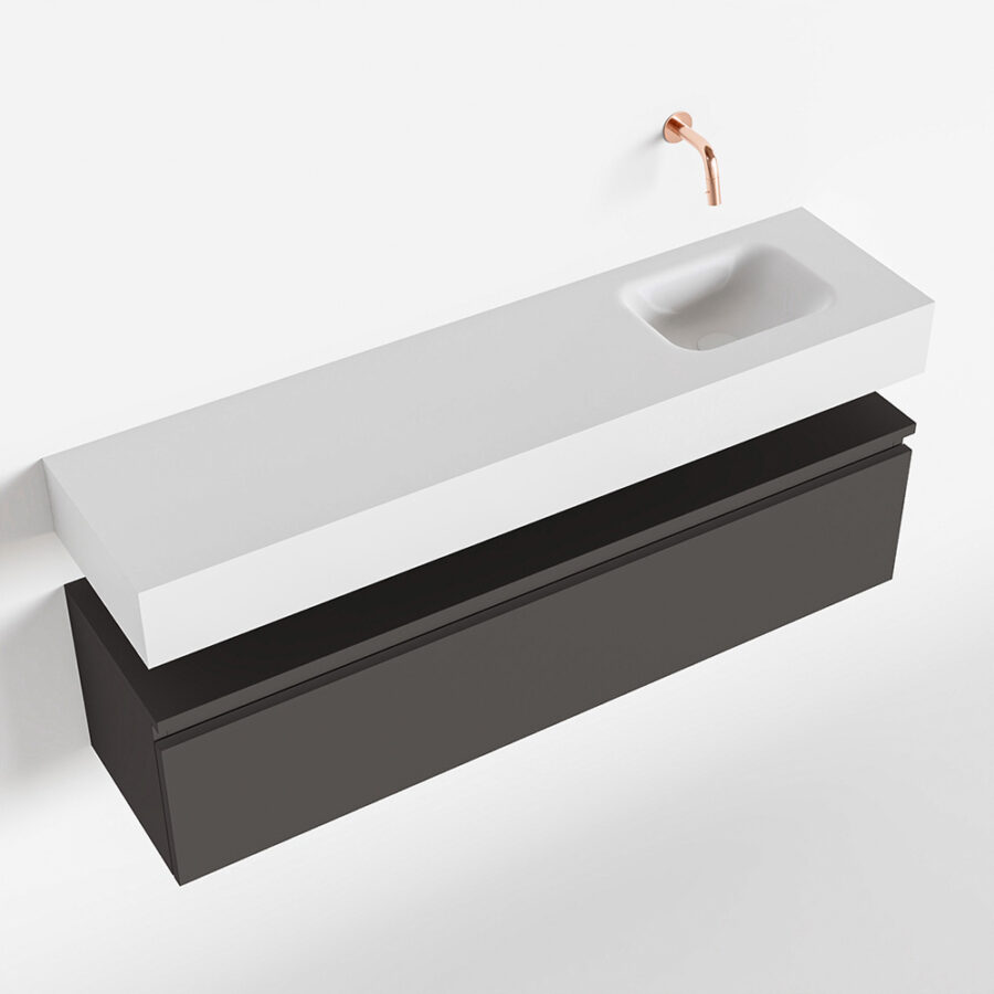 MONDIAZ ANDOR 120cm toiletmeubel dark grey. LEX 120cm wastafel talc positie rechts. Zonder kraangat - Afbeelding 4