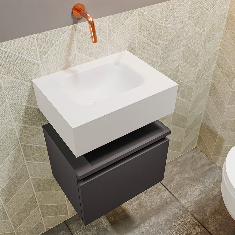 MONDIAZ ANDOR 40cm toiletmeubel dark grey. LEX 40cm wastafel talc positie midden. Zonder kraangat - Afbeelding 2