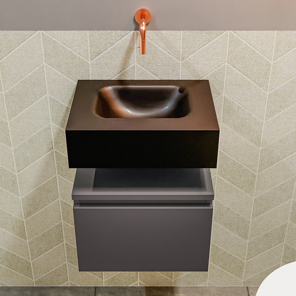 MONDIAZ ANDOR 40cm toiletmeubel dark grey. LEX 40cm wastafel urban positie midden. Zonder kraangat - Afbeelding 3
