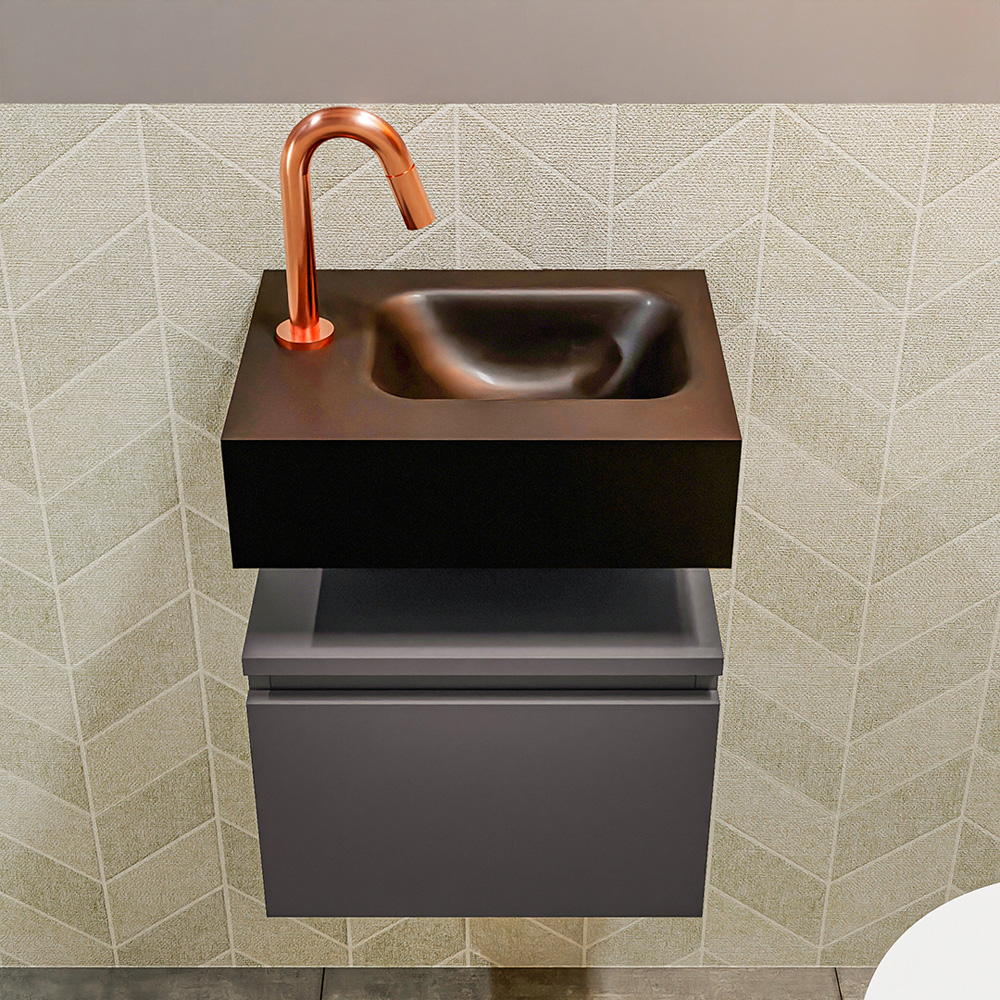 MONDIAZ ANDOR 40cm toiletmeubel dark grey. LEX 40cm wastafel urban positie rechts. Met 1 kraangat - Afbeelding 3