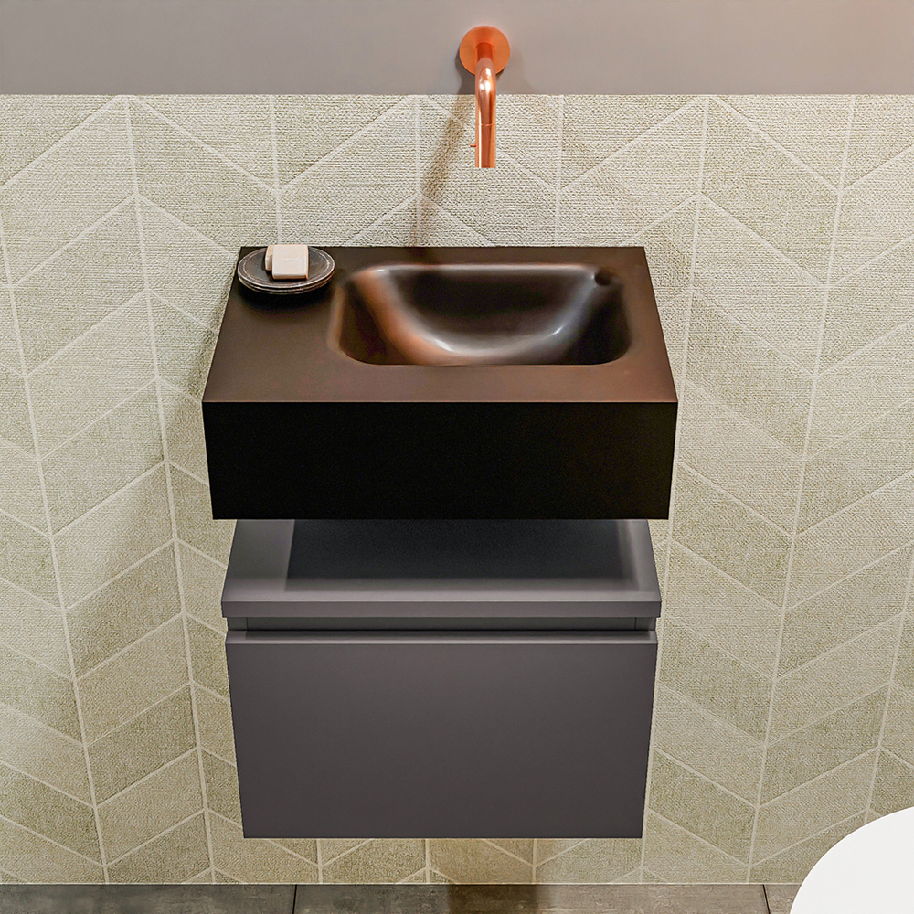MONDIAZ ANDOR 40cm toiletmeubel dark grey. LEX 40cm wastafel urban positie rechts. Zonder kraangat - Afbeelding 3