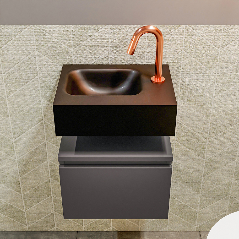 MONDIAZ ANDOR 40cm toiletmeubel dark grey. LEX 40cm wastafel urban positie links. Met 1 kraangat - Afbeelding 3