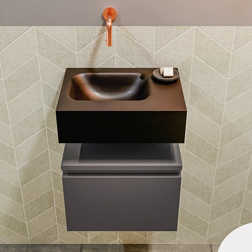 MONDIAZ ANDOR 40cm toiletmeubel dark grey. LEX 40cm wastafel urban positie links. Zonder kraangat - Afbeelding 3