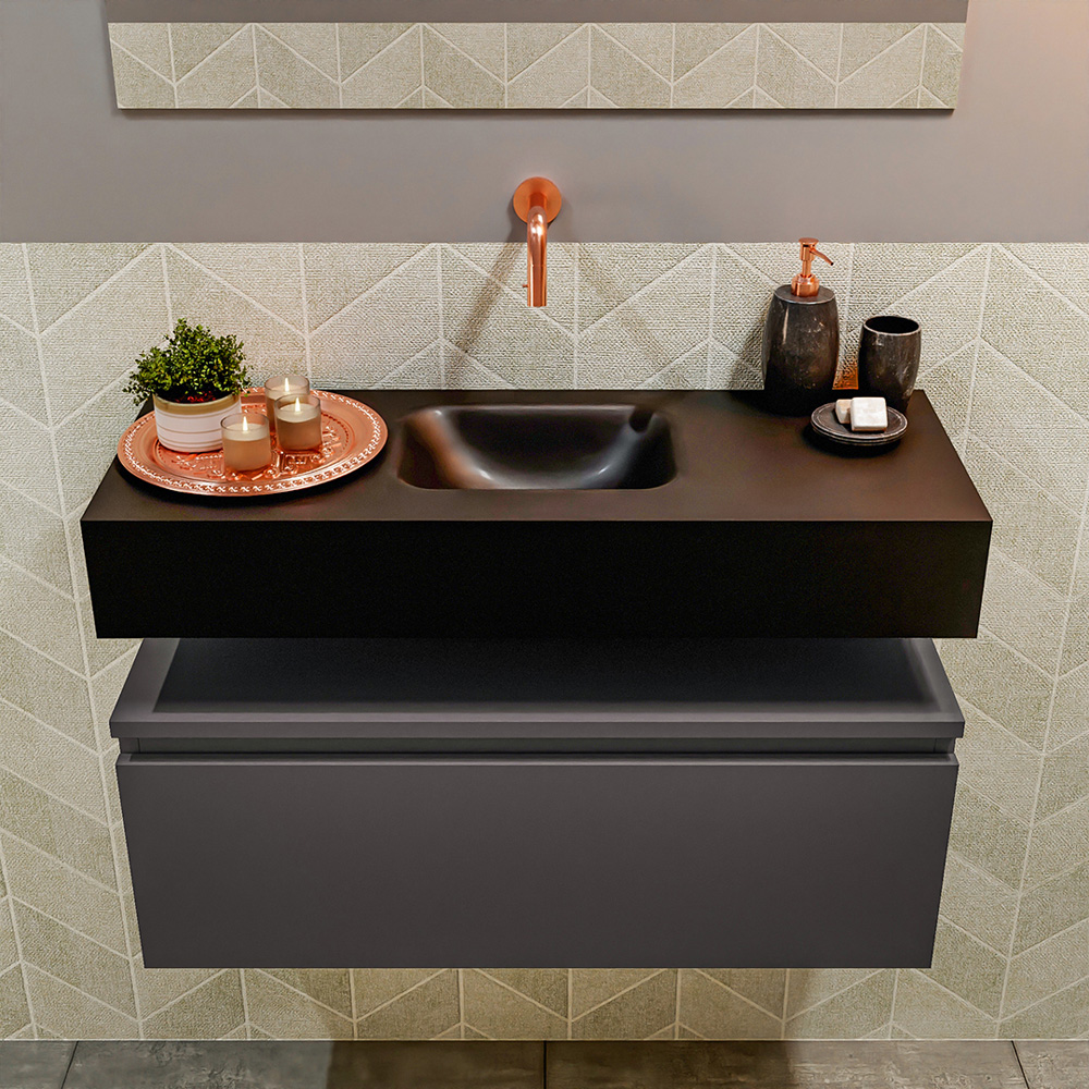 MONDIAZ ANDOR 80cm toiletmeubel dark grey. LEX 80cm wastafel urban positie midden. Zonder kraangat - Afbeelding 3