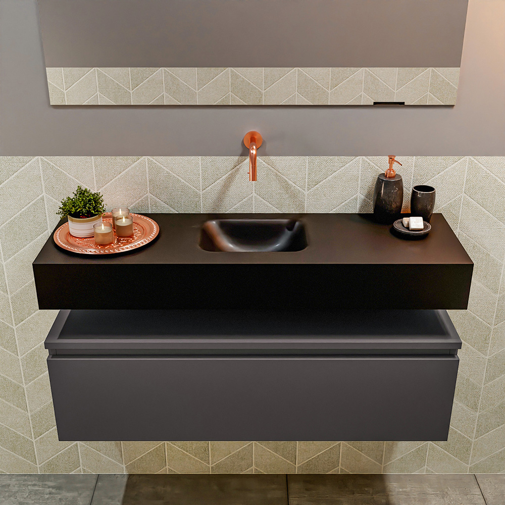 MONDIAZ ANDOR 100cm toiletmeubel dark grey. LEX 100cm wastafel urban positie midden. Zonder kraangat - Afbeelding 3