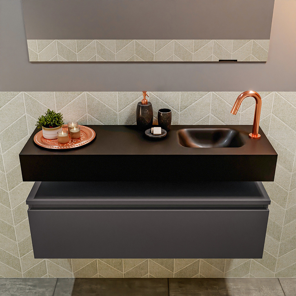 MONDIAZ ANDOR 100cm toiletmeubel dark grey. LEX 100cm wastafel urban positie rechts. Met 1 kraangat - Afbeelding 3