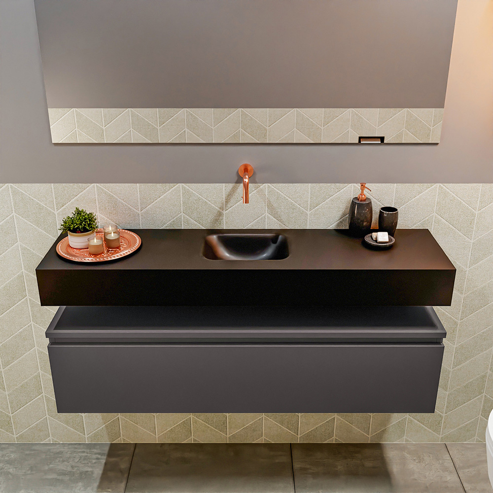 MONDIAZ ANDOR 120cm toiletmeubel dark grey. LEX 120cm wastafel urban positie midden. Zonder kraangat - Afbeelding 3