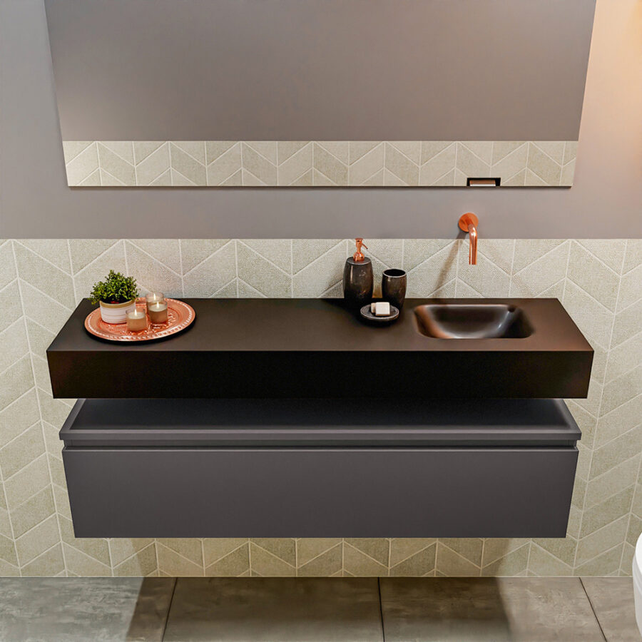 MONDIAZ ANDOR 120cm toiletmeubel dark grey. LEX 120cm wastafel urban positie rechts. Zonder kraangat - Afbeelding 3