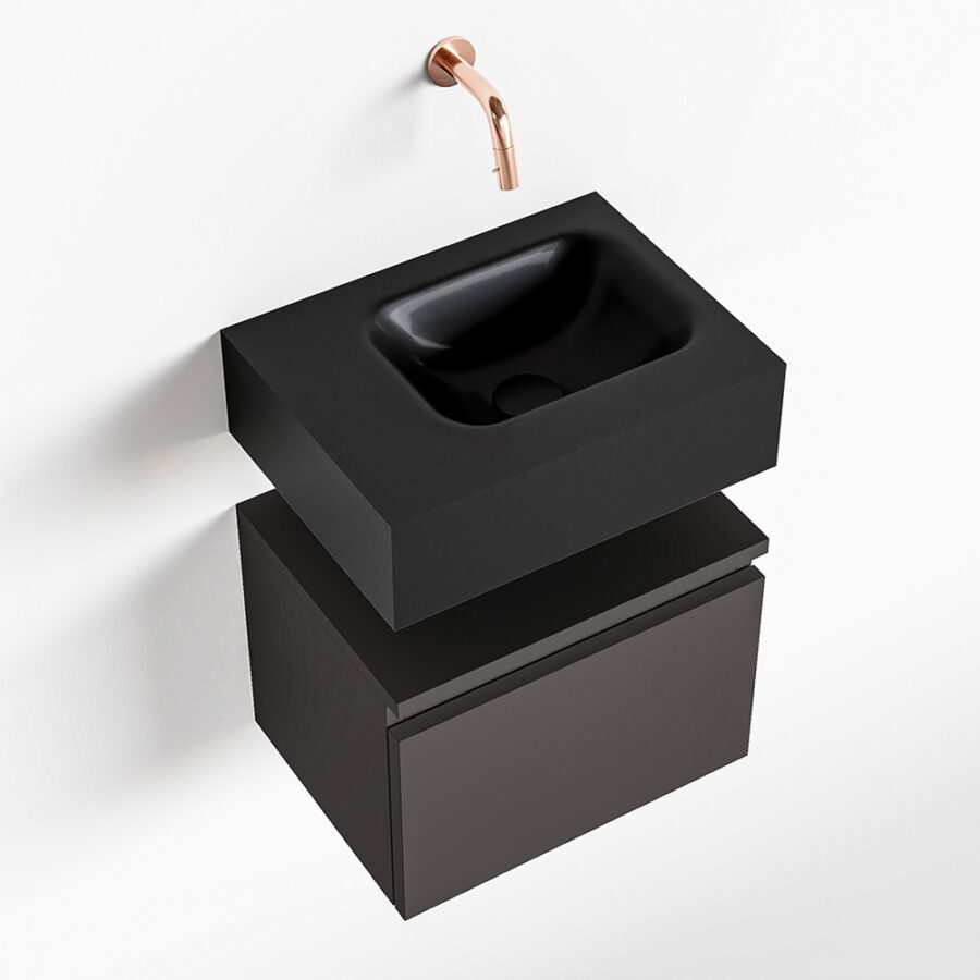 MONDIAZ ANDOR 40cm toiletmeubel dark grey. LEX 40cm wastafel urban positie rechts. Zonder kraangat - Afbeelding 4