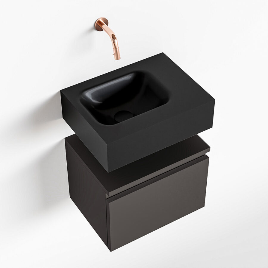MONDIAZ ANDOR 40cm toiletmeubel dark grey. LEX 40cm wastafel urban positie links. Zonder kraangat - Afbeelding 4