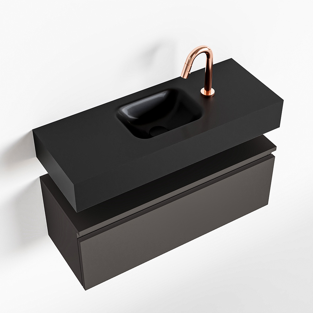 MONDIAZ ANDOR 80cm toiletmeubel dark grey. LEX 80cm wastafel urban positie midden. Met 1 kraangat - Afbeelding 4