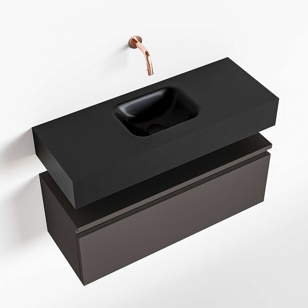 MONDIAZ ANDOR 80cm toiletmeubel dark grey. LEX 80cm wastafel urban positie midden. Zonder kraangat - Afbeelding 4