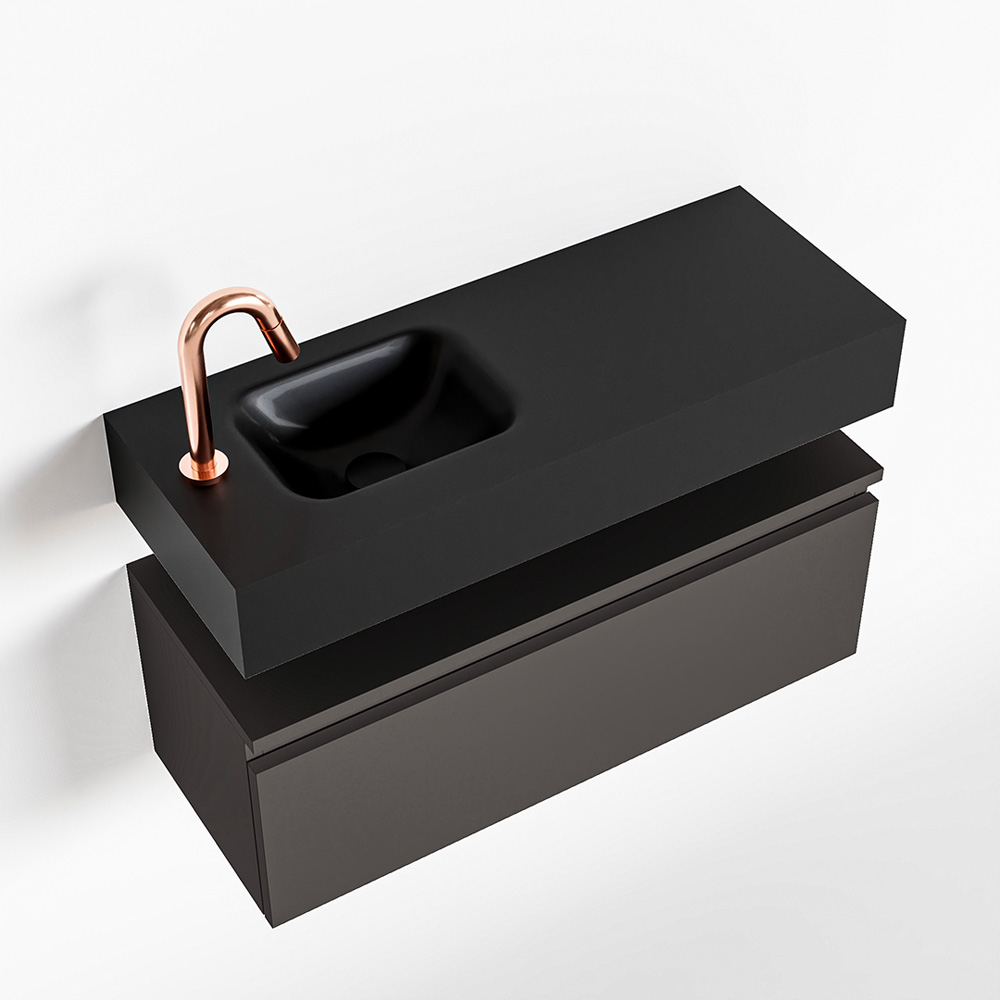 MONDIAZ ANDOR 80cm toiletmeubel dark grey. LEX 80cm wastafel urban positie links. Met 1 kraangat - Afbeelding 4