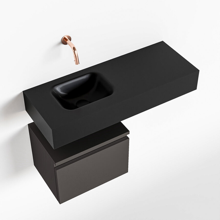 MONDIAZ ANDOR 40cm toiletmeubel dark grey. LEX 80cm wastafel urban positie links. Zonder kraangat - Afbeelding 4