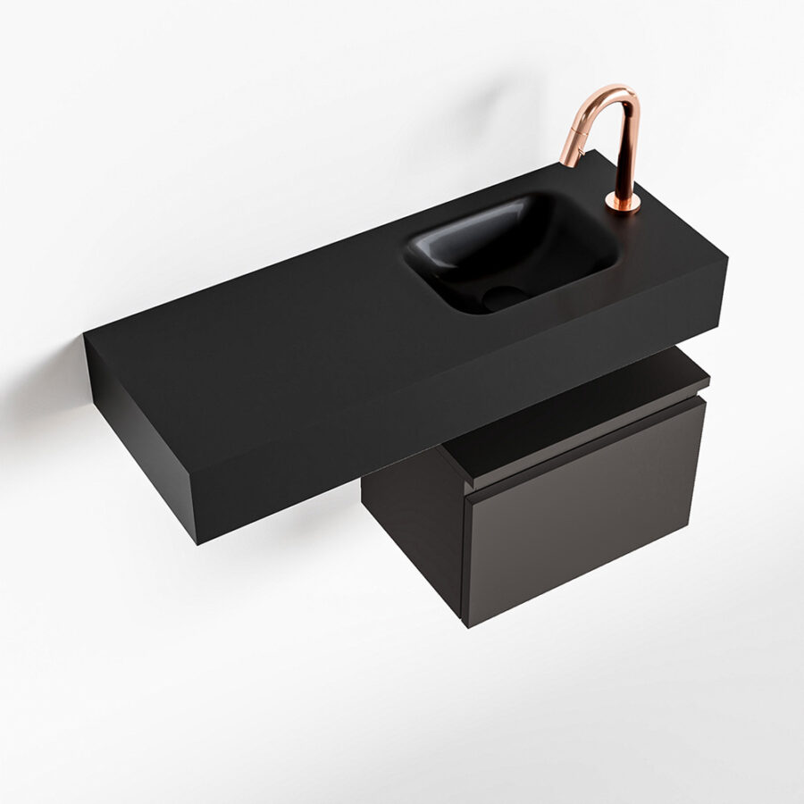 MONDIAZ ANDOR 40cm toiletmeubel dark grey. LEX 80cm wastafel urban positie rechts. Met 1 kraangat - Afbeelding 4