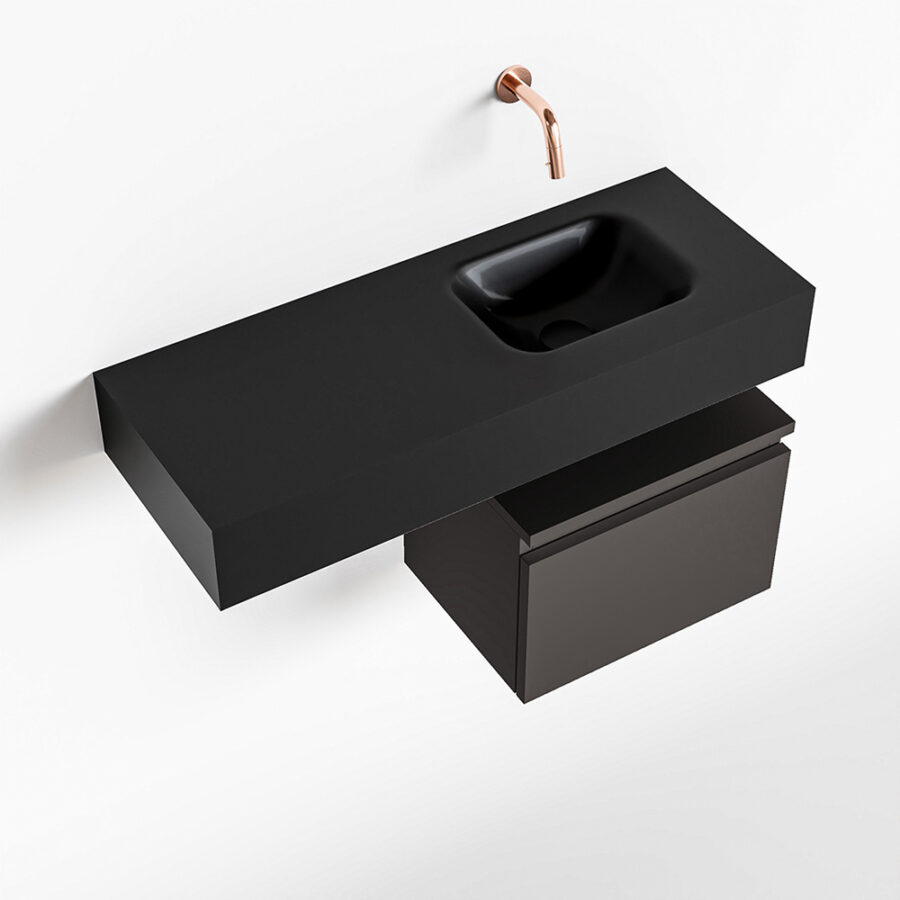 MONDIAZ ANDOR 40cm toiletmeubel dark grey. LEX 80cm wastafel urban positie rechts. Zonder kraangat - Afbeelding 4