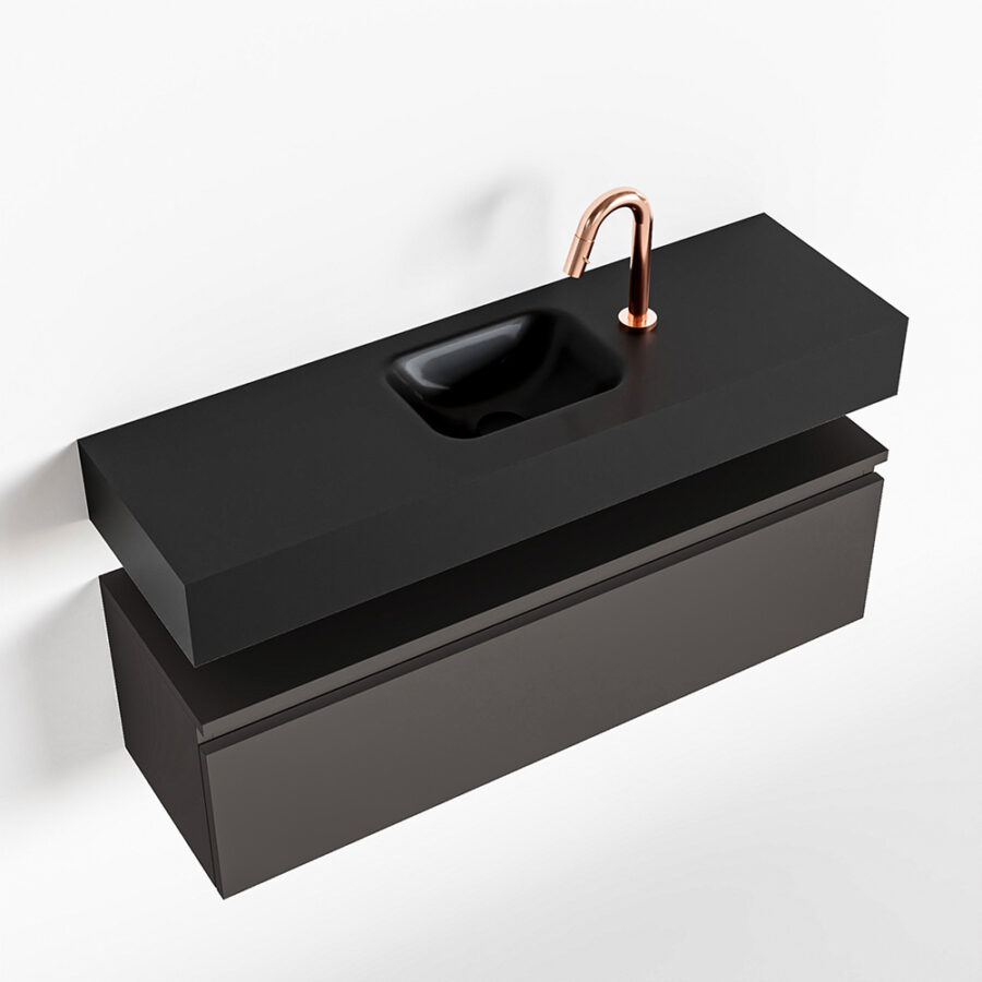 MONDIAZ ANDOR 100cm toiletmeubel dark grey. LEX 100cm wastafel urban positie midden. Met 1 kraangat - Afbeelding 4