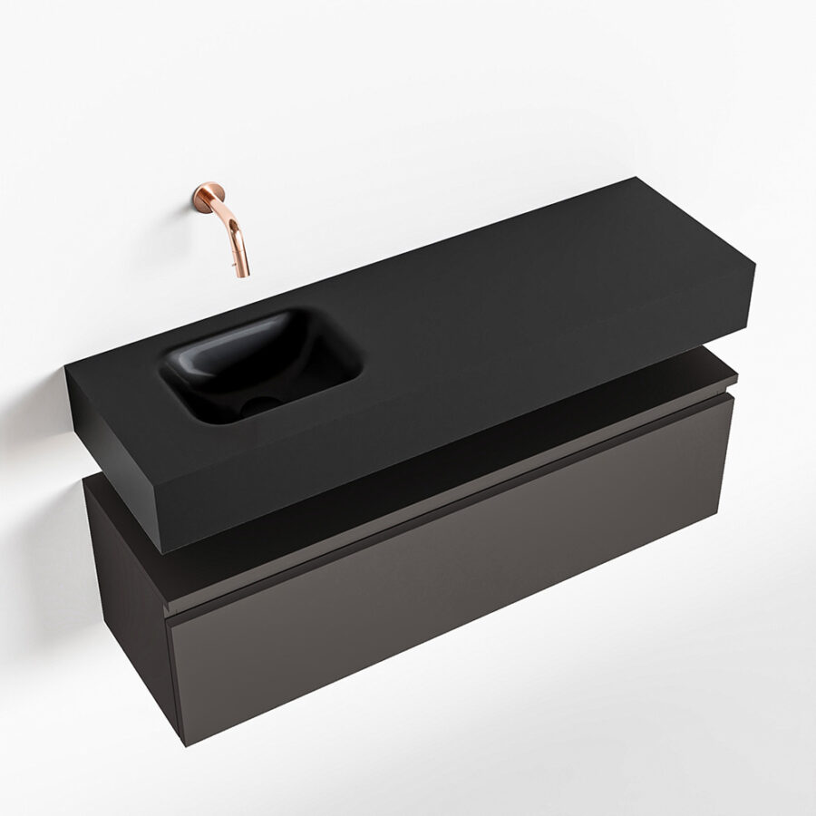 MONDIAZ ANDOR 100cm toiletmeubel dark grey. LEX 100cm wastafel urban positie links. Zonder kraangat - Afbeelding 4
