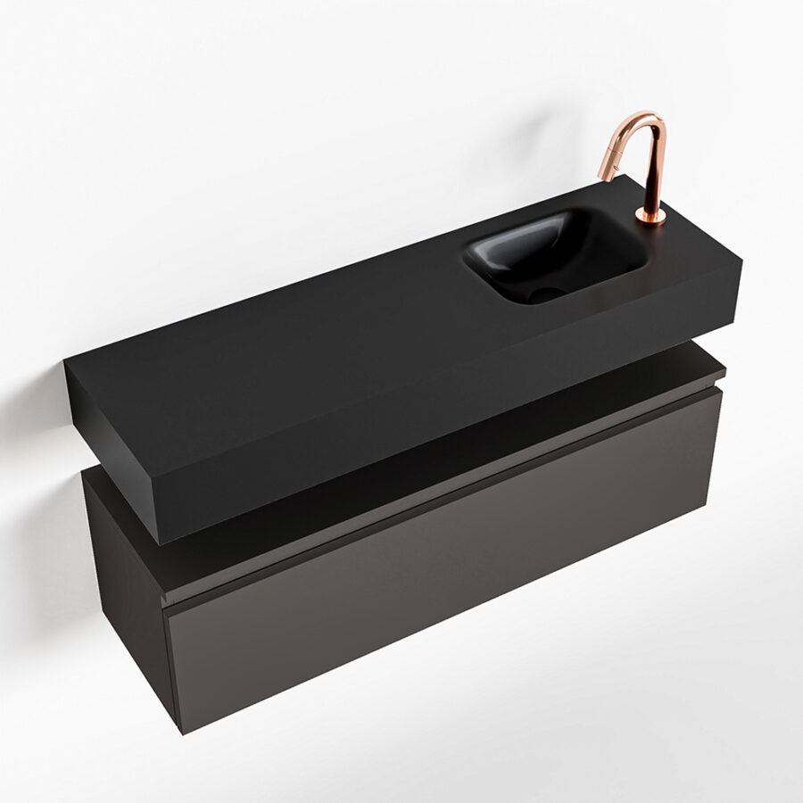 MONDIAZ ANDOR 100cm toiletmeubel dark grey. LEX 100cm wastafel urban positie rechts. Met 1 kraangat - Afbeelding 4