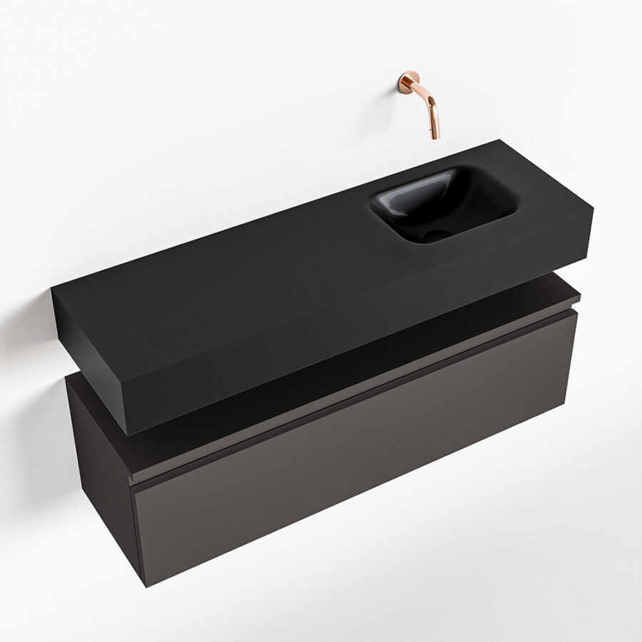 MONDIAZ ANDOR 100cm toiletmeubel dark grey. LEX 100cm wastafel urban positie rechts. Zonder kraangat - Afbeelding 4