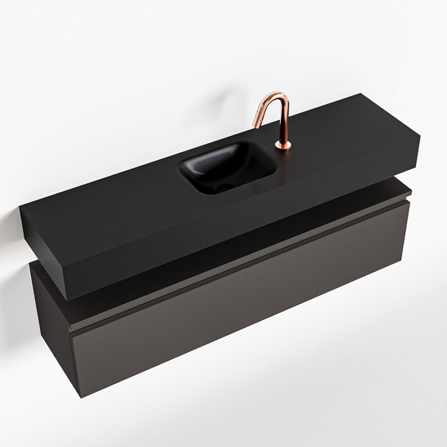 MONDIAZ ANDOR 120cm toiletmeubel dark grey. LEX 120cm wastafel urban positie midden. Met 1 kraangat - Afbeelding 4