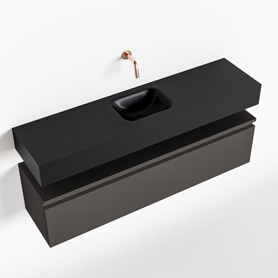 MONDIAZ ANDOR 120cm toiletmeubel dark grey. LEX 120cm wastafel urban positie midden. Zonder kraangat - Afbeelding 4
