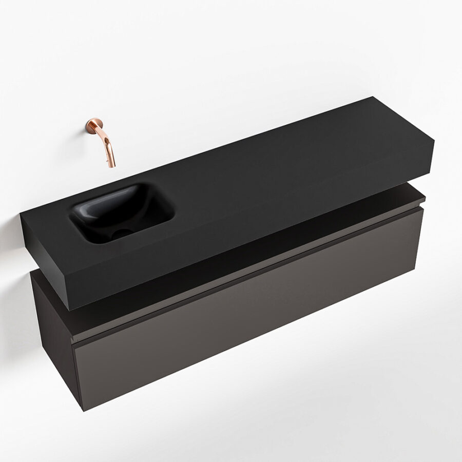 MONDIAZ ANDOR 120cm toiletmeubel dark grey. LEX 120cm wastafel urban positie links. Zonder kraangat - Afbeelding 4
