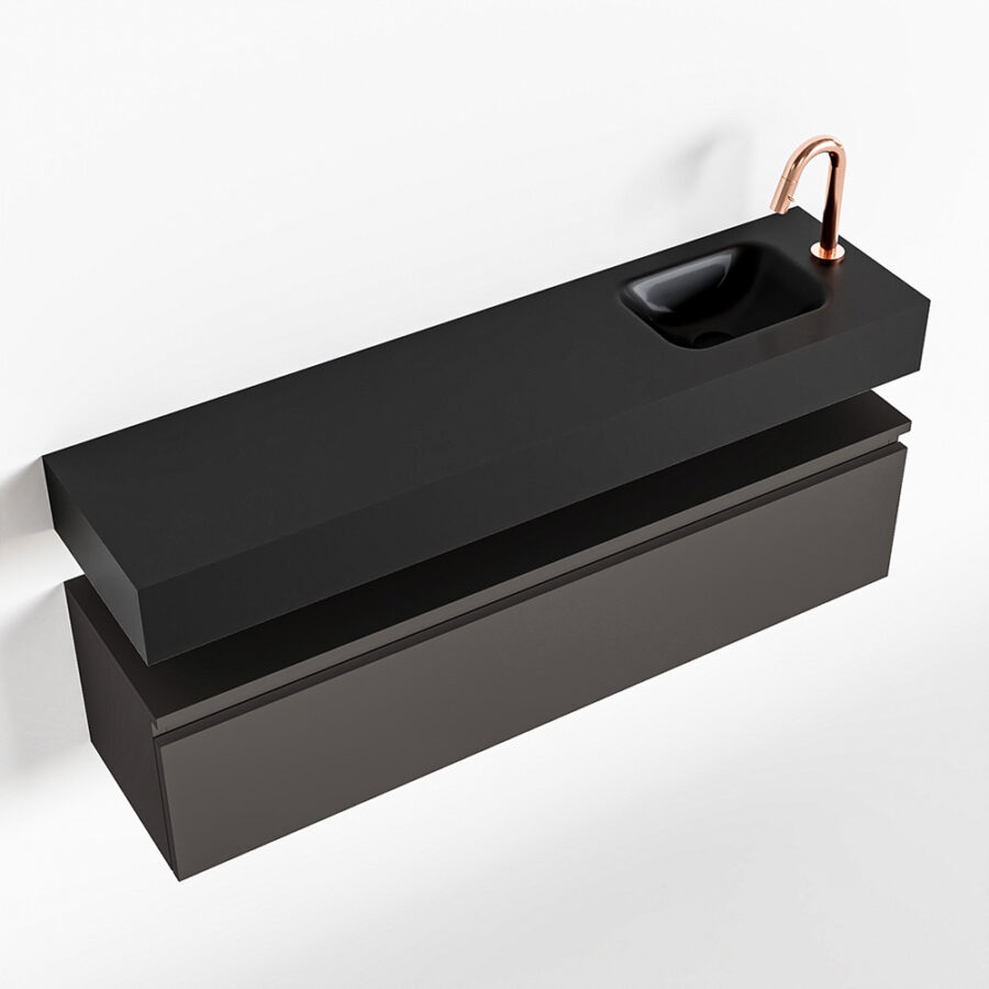 MONDIAZ ANDOR 120cm toiletmeubel dark grey. LEX 120cm wastafel urban positie rechts. Met 1 kraangat - Afbeelding 4