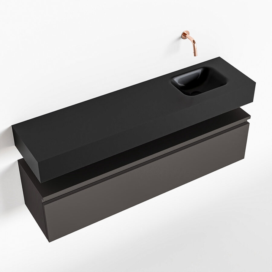 MONDIAZ ANDOR 120cm toiletmeubel dark grey. LEX 120cm wastafel urban positie rechts. Zonder kraangat - Afbeelding 4