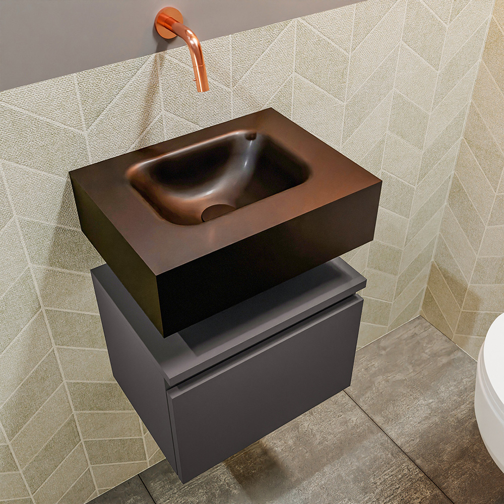 MONDIAZ ANDOR 40cm toiletmeubel dark grey. LEX 40cm wastafel urban positie midden. Zonder kraangat - Afbeelding 2